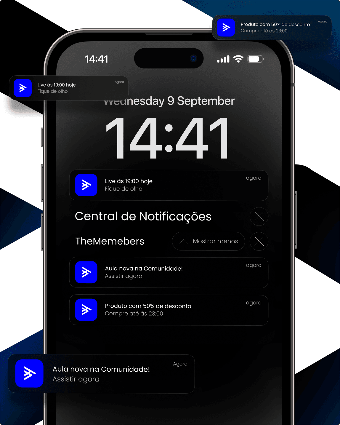 Mockup de notificações na tela de bloqueio