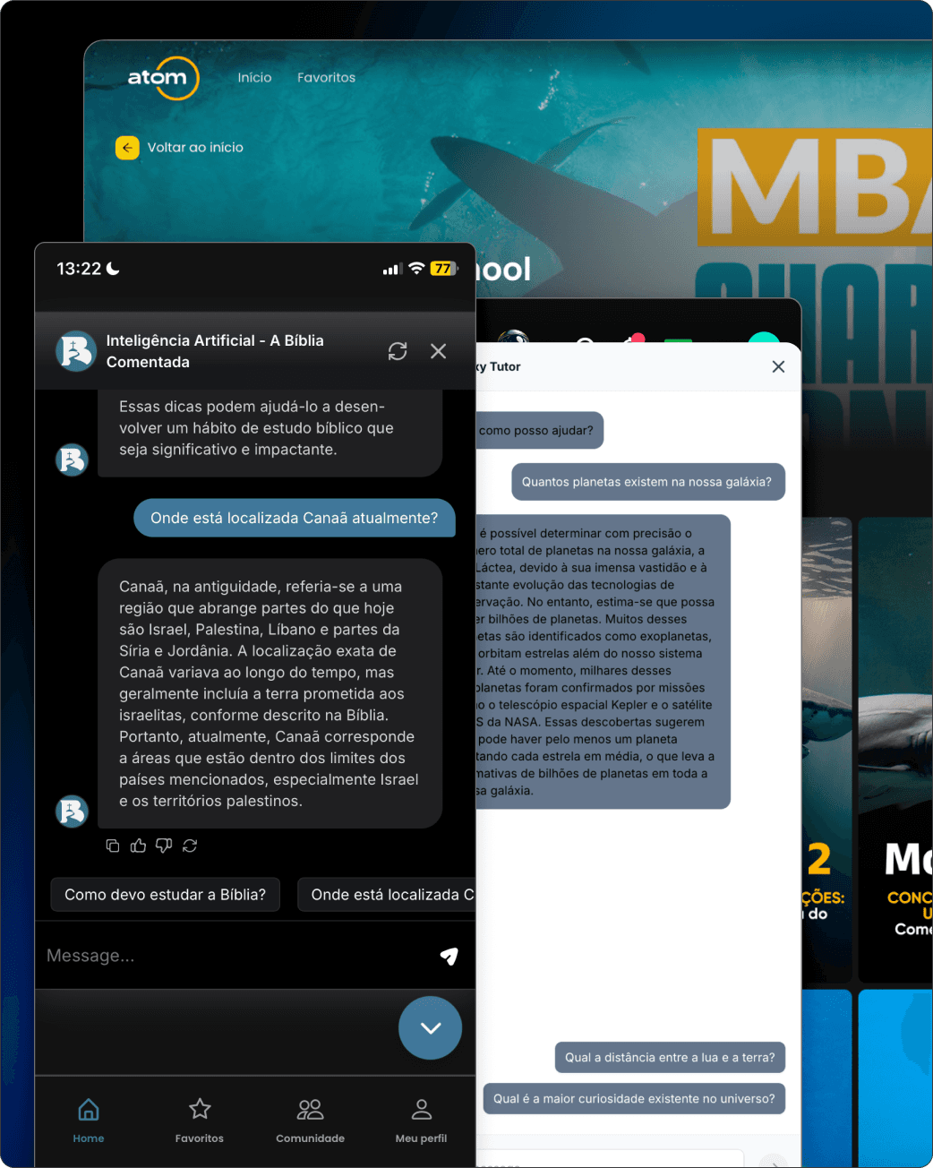 Chat do Tutor IA dentro da área de membros